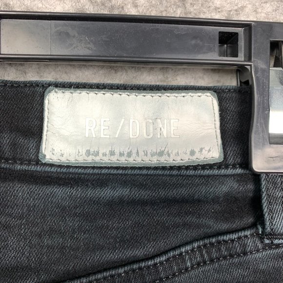 Re/Done Jeans 90s High Rise Ankle Crop Women's 26 Washed Noir Button Fly Denim - Picture 8 of 14